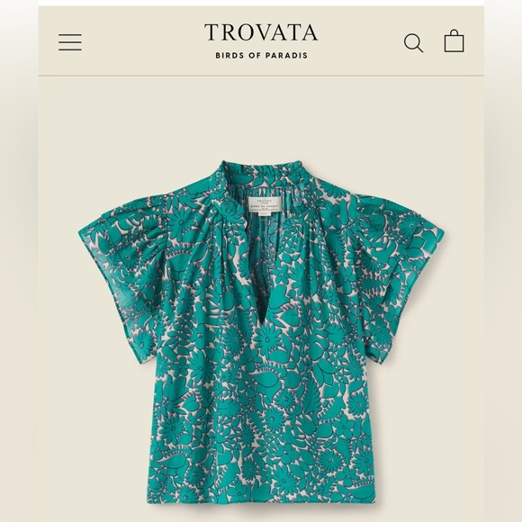 Trovata Tops - Birds of Paradis by Trovata-Clover Blouse Teal Thicket- Medium- NWT